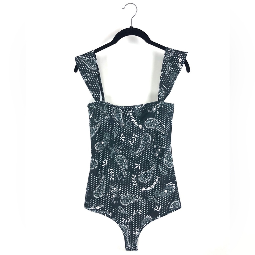 Plush Apparel Black Paisley Print Bodysuit
